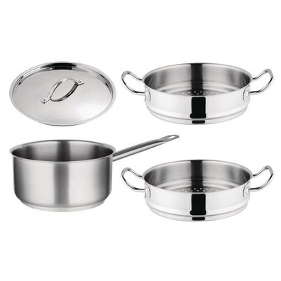 Vogue Kochen wie die Profis Set mit 5L Stieltopf und 2x Dampfgareinsatz