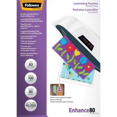 Fellowes 5302302 Fellowes Laminierfolie A3 80 mic selbstklebend - 100 Stück