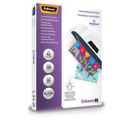 Fellowes® 5306207 Laminierfolie Enhance - A3, glänzend, 80 mym, 100 Stück
