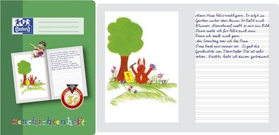 Oxford 100050093 Geschichtenheft, A4, 3G, 16, robuster, abwischbarer Deckel