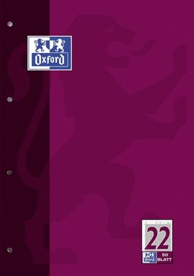 Oxford 100050344 Arbeitsblock Lin.22 - A4, 50 Blatt, 90 g/qm, 4-fach Lochung