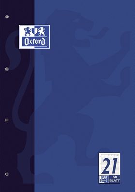 Oxford 100050343 Arbeitsblock Lin.21 - A4, 50 Blatt, 90 g/qm, 4-fach Lochung