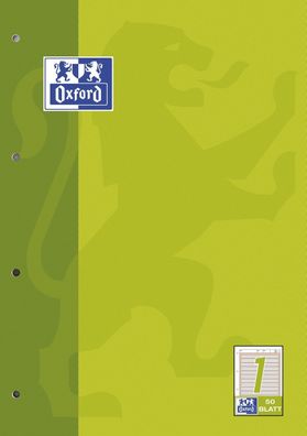 Oxford 100050340 Arbeitsblock Lin.1 - A4, 50 Blatt, 90 g/qm, 4-fach Lochung