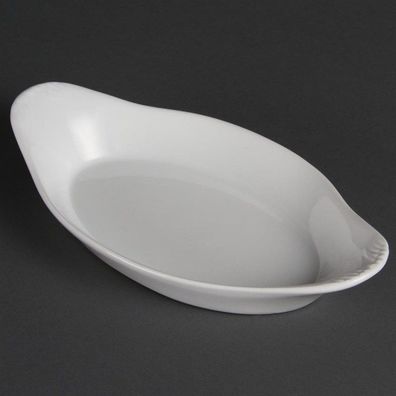 Olympia Whiteware ovale Gratinschalen weiß 23 x 13cm (6 Stück)
