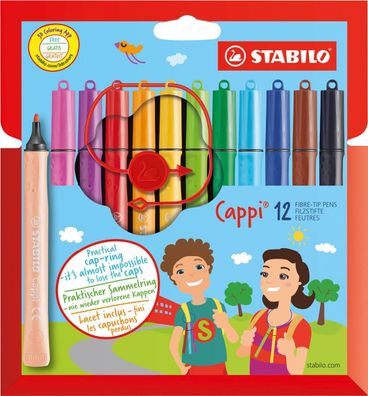 Stabilo® 168/12-4 Filzstift mit Kappenring Cappi® Kartonetui mit 12 Stiften