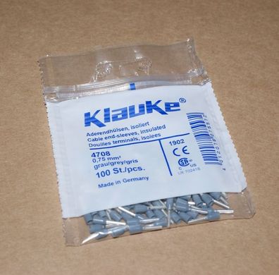 100St. Klauke 47012 Aderendhülsen DIN 46228 Teil 4 isoliert 0, 75qmm 12mm lang Cu gal