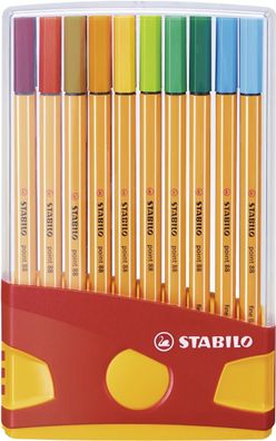 STABILO® 8820-03 Fineliner point 88® Etui ColorParade - 20er Tischset in rot/orange