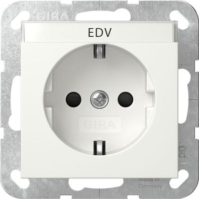 1St. Gira 446227 Steckdose 16A 250V mit Beschriftungsfeld und Shutter, Reinweiß seide