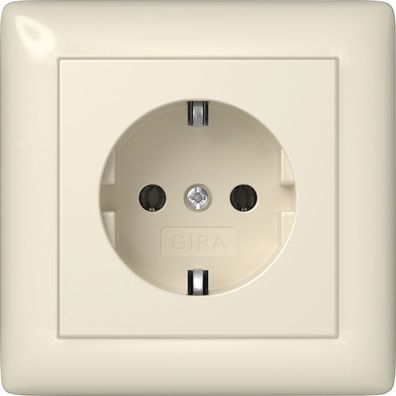 1St. Gira 444001 Steckdose 16A 250V mit Vollplatte für Einzelmontage, Cremeweiß glänz