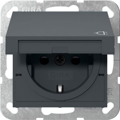 1St. Gira 441428 Steckdose 16A 250V mit Klappdeckel und Shutter Anthrazit