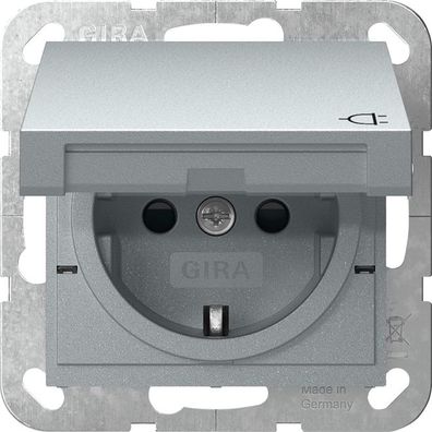1St. Gira 441426 Steckdose 16A 250V mit Klappdeckel und Shutter, Aluminium