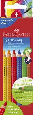 FABER-CASTELL 110906 Buntstift Jumbo GRIP - 6 Farben sortiert, Kartonetui
