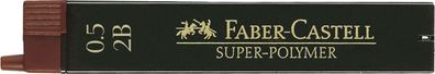Faber-Castell 120502 Feinmine SUPER Polymer - 0,5 mm, 2B, tiefschwarz, 12 Minen
