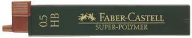 Faber-Castell 120500 Feinmine SUPER-POLYMER - 0,5 mm, HB, tiefschwarz, 12 Minen