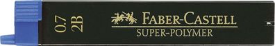 Faber-Castell 120702 Feinmine SUPER Polymer - 0,7 mm, 2B, tiefschwarz, 12 Minen