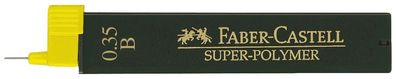 Faber-Castell 120301 Feinmine SUPER-POLYMER - 0,35 mm, B, tiefschwarz, 12 Minen