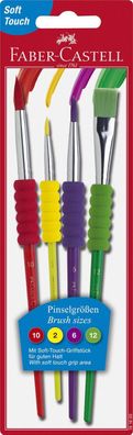 FABER-CASTELL 481600 Schulpinselset - 4 Stück, 10, 2, 6, 12, auf Blisterkarte