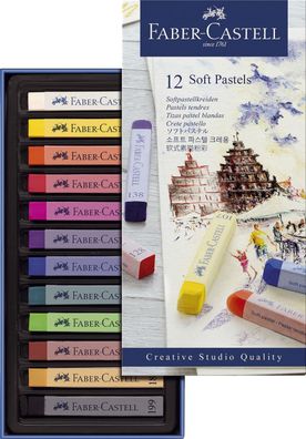 FaberCastell 128312 Creative Studio Softpastellkreide - 12 Farben sortiert im Kartone