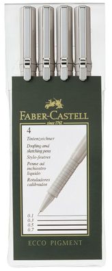 Faber-Castell 166004 Tintenschreiber ECCO Pigment - 4er Set (0,1/0,3/0,5/0,7 mm), sch