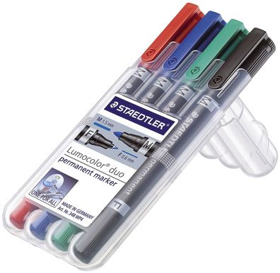 STAEDTLER® 348 WP4 Zweispitzm. Lumo. perm. duo 4St Box