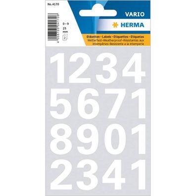 HERMA 4170 Zahlenetiketten 1-9, weiß