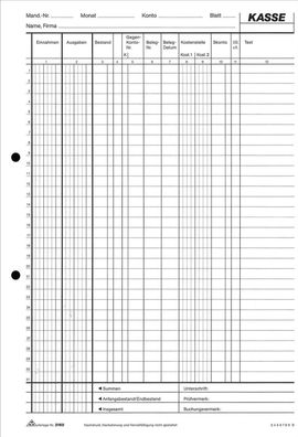 RNK Verlag 3160 EDV-Kassenbuch, 2 x 50 Blatt, DIN A4, mit Durchschreibepapier