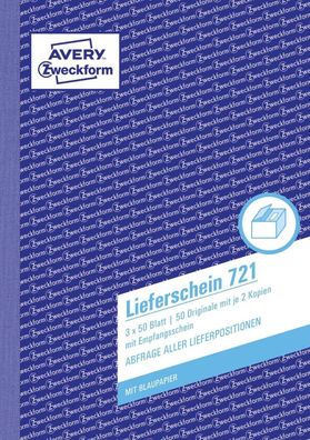 Avery Zweckform® 721 721 Lieferscheine mit Empfangsschein, DIN A5, mit Empfangsschein