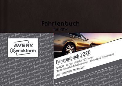 Avery Zweckform® 222D 222D Fahrtenbuch - A6, steuerlicher km-Nachweis, 48 Blatt, weiß