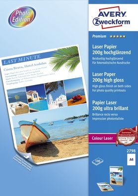 Avery Zweckform® 2798 2798 Premium Colour Laser Papier, DIN A4, beidseitig beschichte