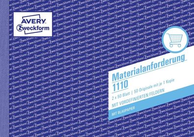 Avery Zweckform® 1110 1110 Materialanforderung, DIN A5, vorgelocht, 2 x 50 Blatt, wei
