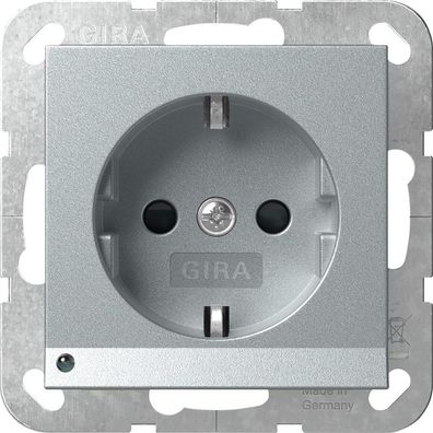 1St. Gira 417026 Steckdose 16A 250V mit LED-Orientierungsleuchte und Shutter, Alumini