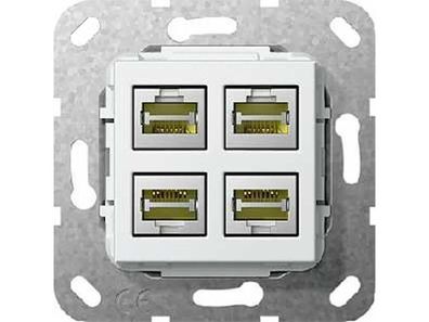 1St. Gira 569903 MJ RJ45 Cat 6A 10 GB 4fach LSA Plus Einsatz Reinweiß glänzend