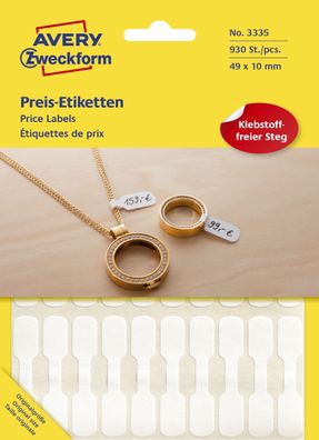 Avery Zweckform® 3335 Preis-Etiketten - 49 x 10 mm, weiß, 924 Etiketten/28 Blatt, per