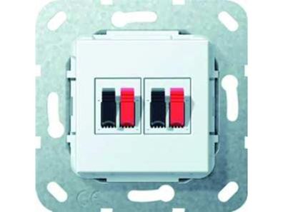 1St. Gira 569303 Lautsprecher Anschluss 2fach Einsatz Reinweiß glänzend