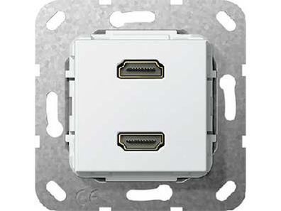 1St. Gira 567203 HDMI 2fach Kabelpeitsche Einsatz Reinweiß glänzend