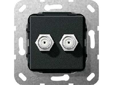 1St. Gira 565110 SAT-F-Buchse 2fach Kpl. Einsatz Schwarz m