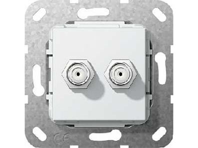 1St. Gira 565103 SAT F Buchse 2fach Gender Changer Einsatz Reinweiß glänzend