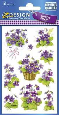 Avery Zweckform® 4317 Z-Design 4317, Deko Sticker, Veilchen, 3 Bogen/30 Sticker