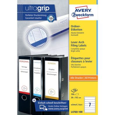 Avery Zweckform® L4760-100 L4760-100 Ordner-Etiketten ultragrip