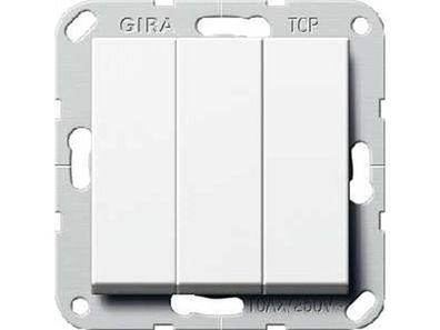 1St. Gira 284403 Taster 3fach Schließer 1polig System 55 Reinweiß glänzend