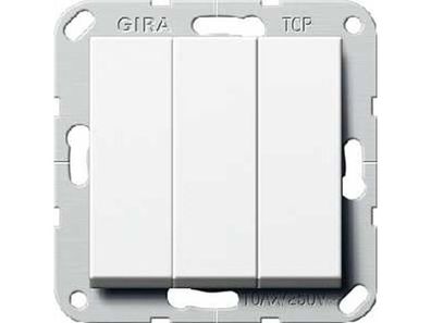 1St. Gira 283203 Wippschalter Wechsel 3fach System 55 Reinweiß glänzend