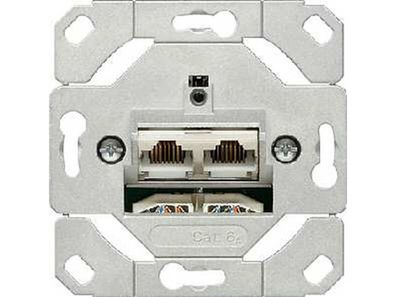 1St. Gira 245200 Netzwerkdose 2fach Cat.6A IEEE 802.3an Einsatz