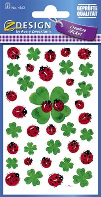 Avery Zweckform® 4362 Z-Design 4362, Deko Sticker, Glücksklee, 3 Bogen/108 Sticker