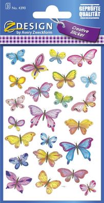 Avery Zweckform® 4390 Z-Design Deko Sticker, Schmetterlinge, 3 Bogen/69 Sticker