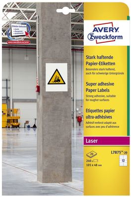 Avery Zweckform® L7875-20 L7875-20 Papier-Etiketten - A4, 240 Stück, 105 x 48 mm, sta