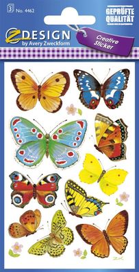 Avery Zweckform® 4462 Z-Design Deko Sticker, Schmetterlinge, 3 Bogen/30 Sticker(P)