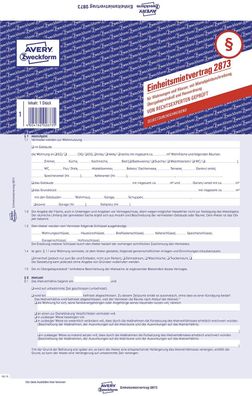 Avery Zweckform® 2873 2873 Einheitsmietvertrag - Wohnungen und Häuser, DIN A4, mit Üb