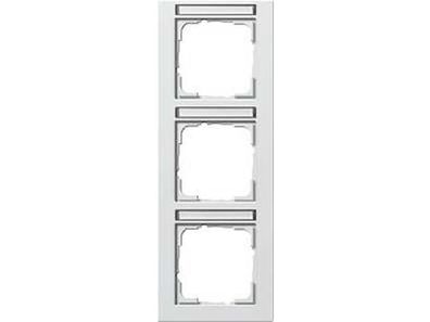 1St. Gira 110322 Abdeckrahmen 3fach senkr. mit Beschriftungsfeld E2 Reinweiß matt