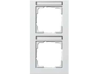 1St. Gira 110229 Abdeckrahmen 2fach senkr. mit Beschriftungsfeld Gira E2 Reinweiß glä