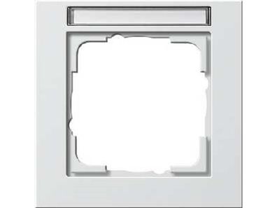 1St. Gira 109129 Abdeckrahmen 1fach mit Beschriftungsfeld Gira E2 Reinweiß glänzend